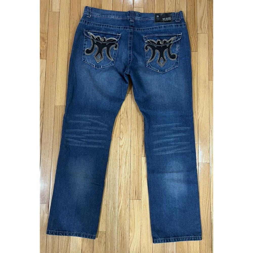 MEK Denim Maldives Bootcut Men's 42X35 Button Fly Blue Jean Vintage Made in USA